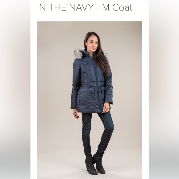 The M Coat - Maternity Down Winter Parka - sz LARGE w removable panel - Picture 4 of 10